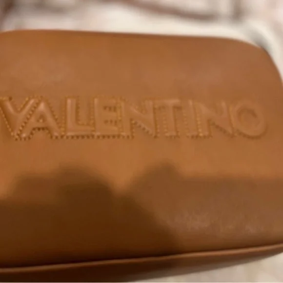 VALENTINO BY MARIO VALENTINO Mia Embossed Leather Shoulder Bag Crossbody Caramel - Picture 2 of 6